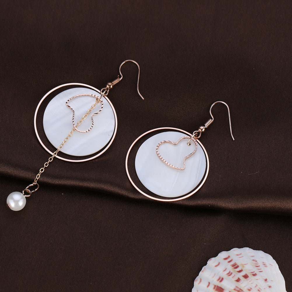 Fashion Ladies Shell Hoop Heart Tassel Hook Earrings Asymmetric Eardrops Gift