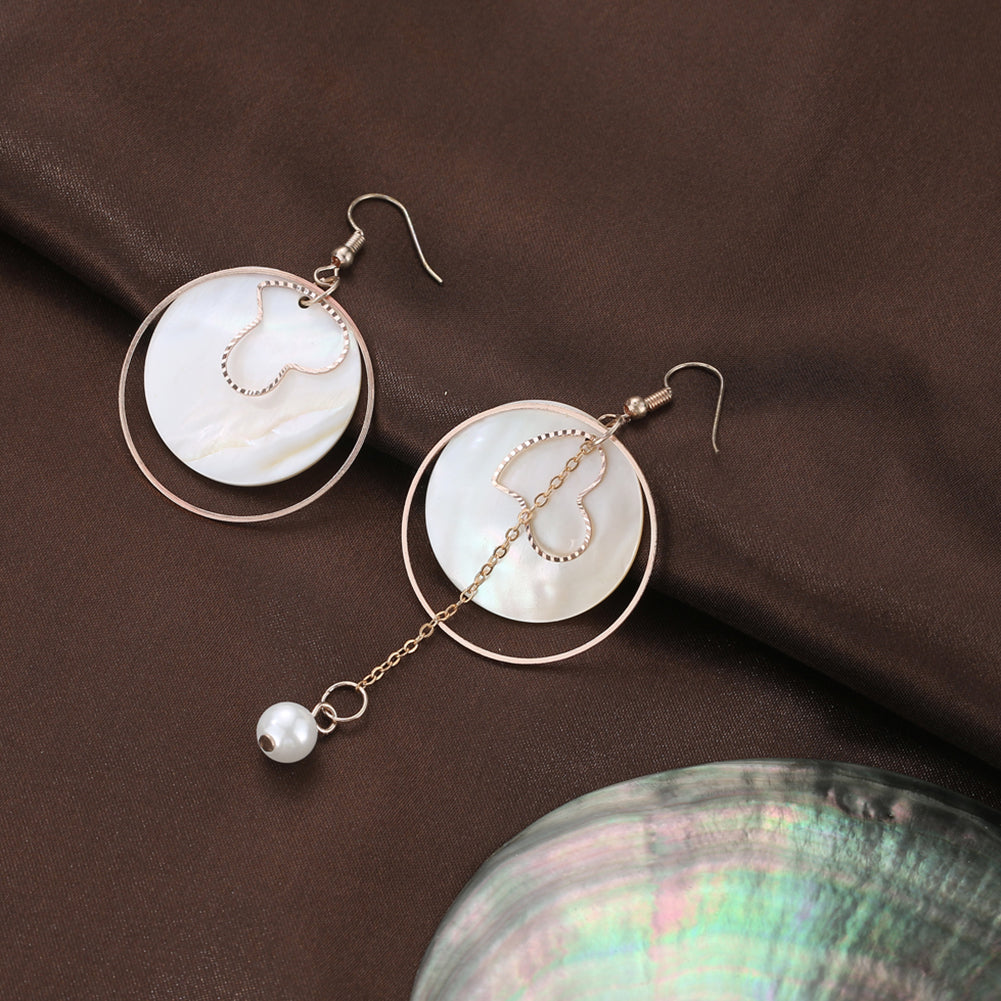 Fashion Ladies Shell Hoop Heart Tassel Hook Earrings Asymmetric Eardrops Gift