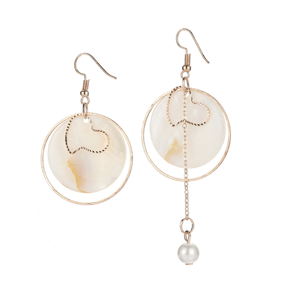 Fashion Ladies Shell Hoop Heart Tassel Hook Earrings Asymmetric Eardrops Gift