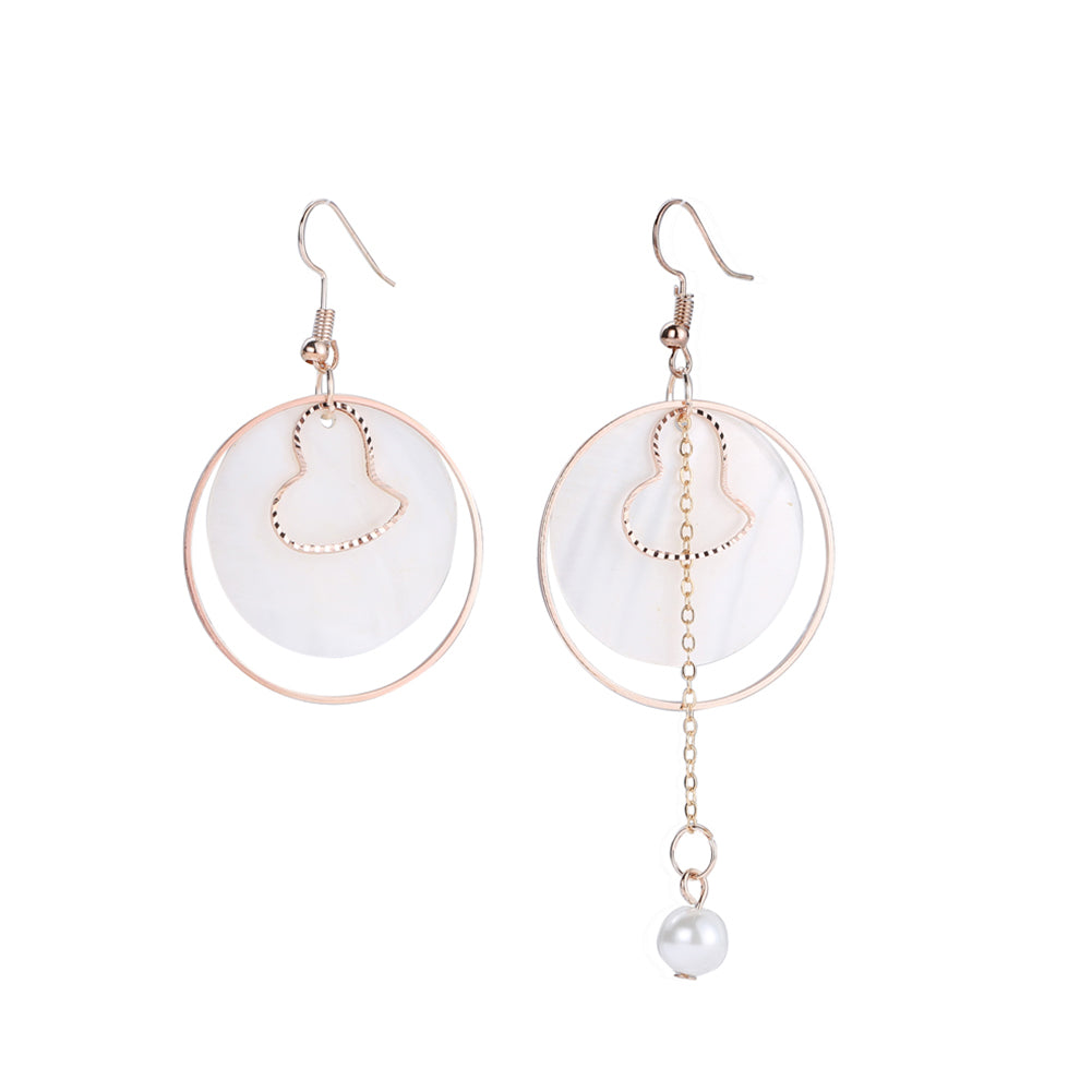 Fashion Ladies Shell Hoop Heart Tassel Hook Earrings Asymmetric Eardrops Gift