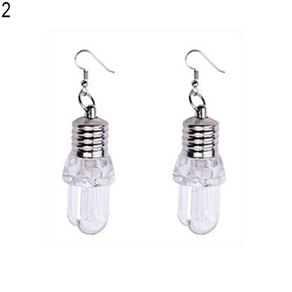 Eye-Catching Colorful Dangle Light Bulb Long Earrings Dance Club Women Jewelry