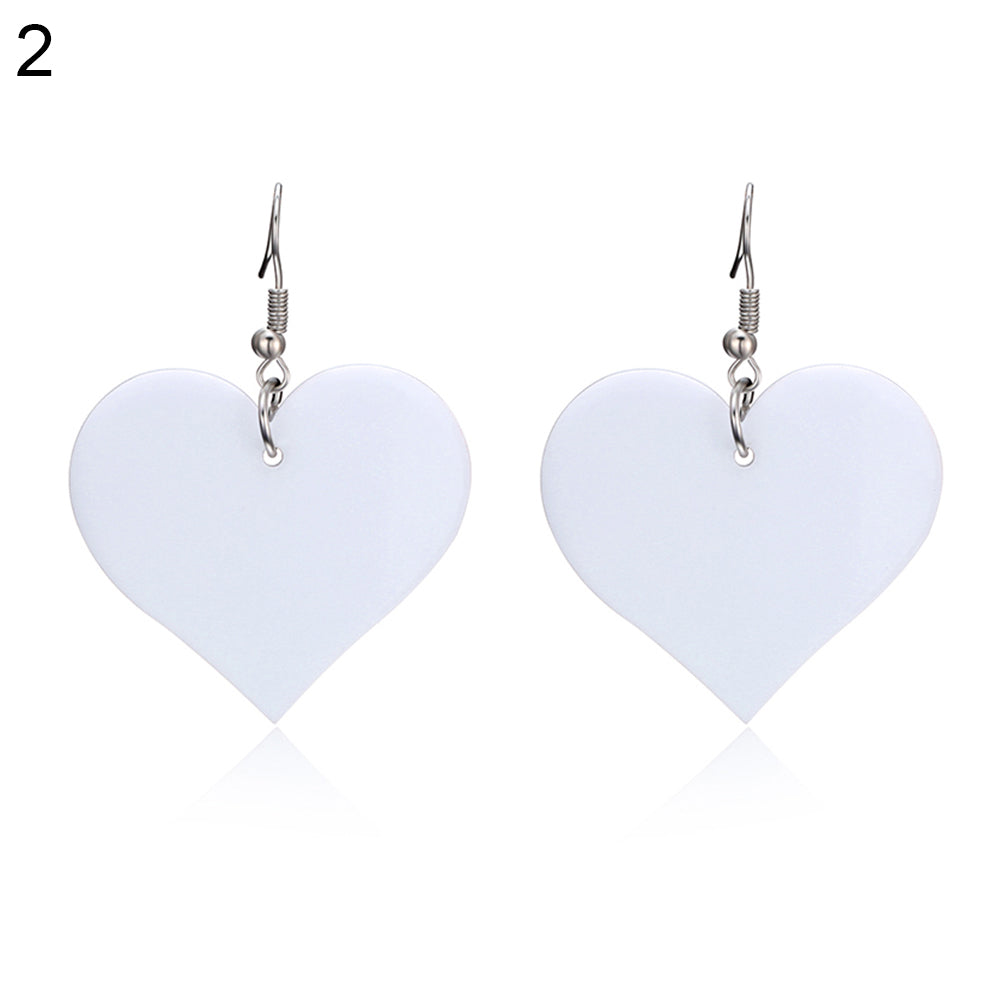 Women's Fashion Heart Shape Pendant Dangle Acrylic Drop Hook Earrings Jewelry