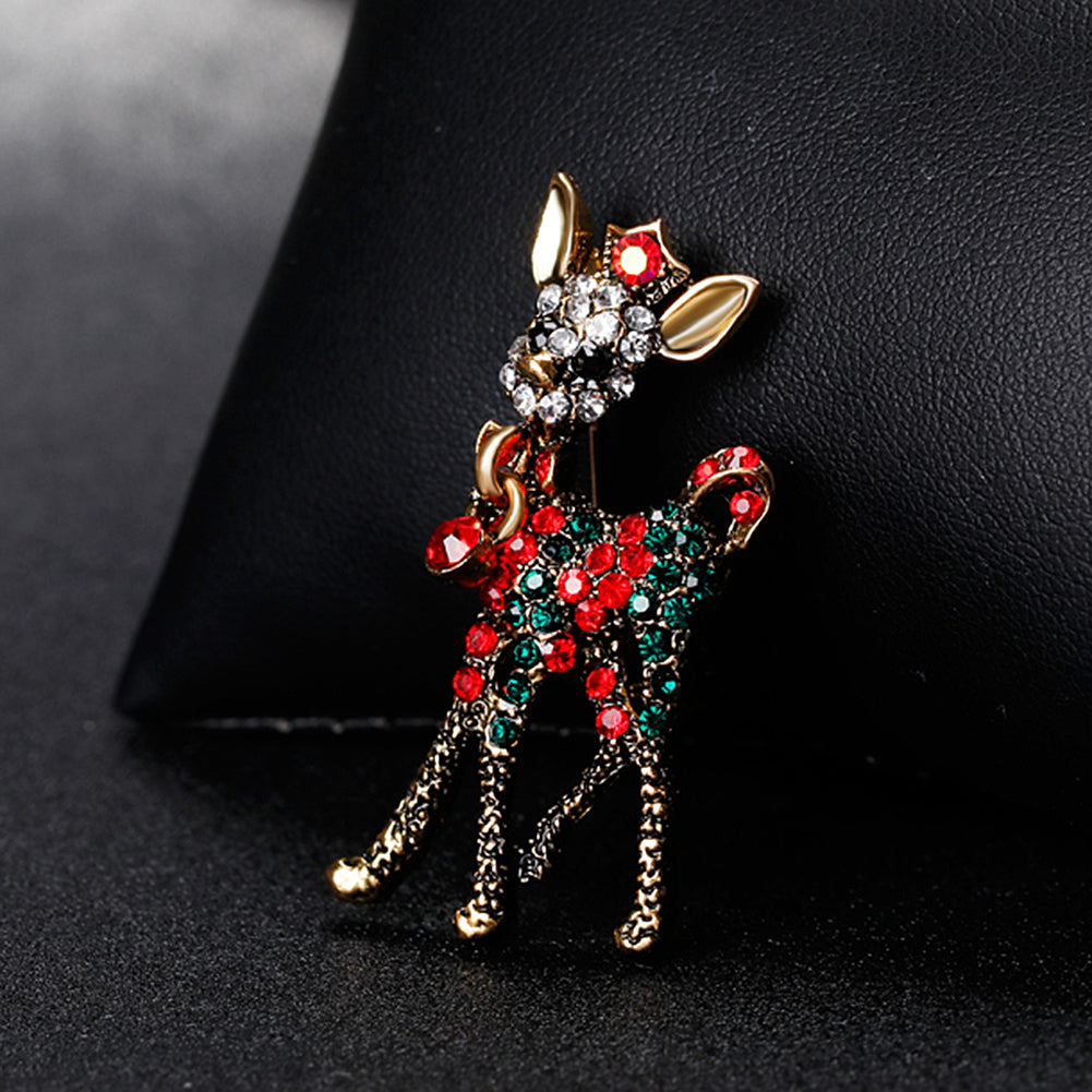 Wedding Bridal Bouquet Brooch Pin Women Silver Golden Tone Xmas Deer Brooch Gift