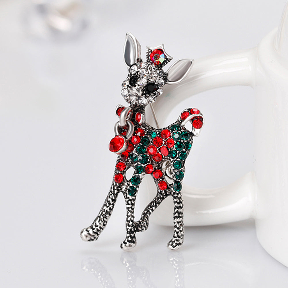Wedding Bridal Bouquet Brooch Pin Women Silver Golden Tone Xmas Deer Brooch Gift
