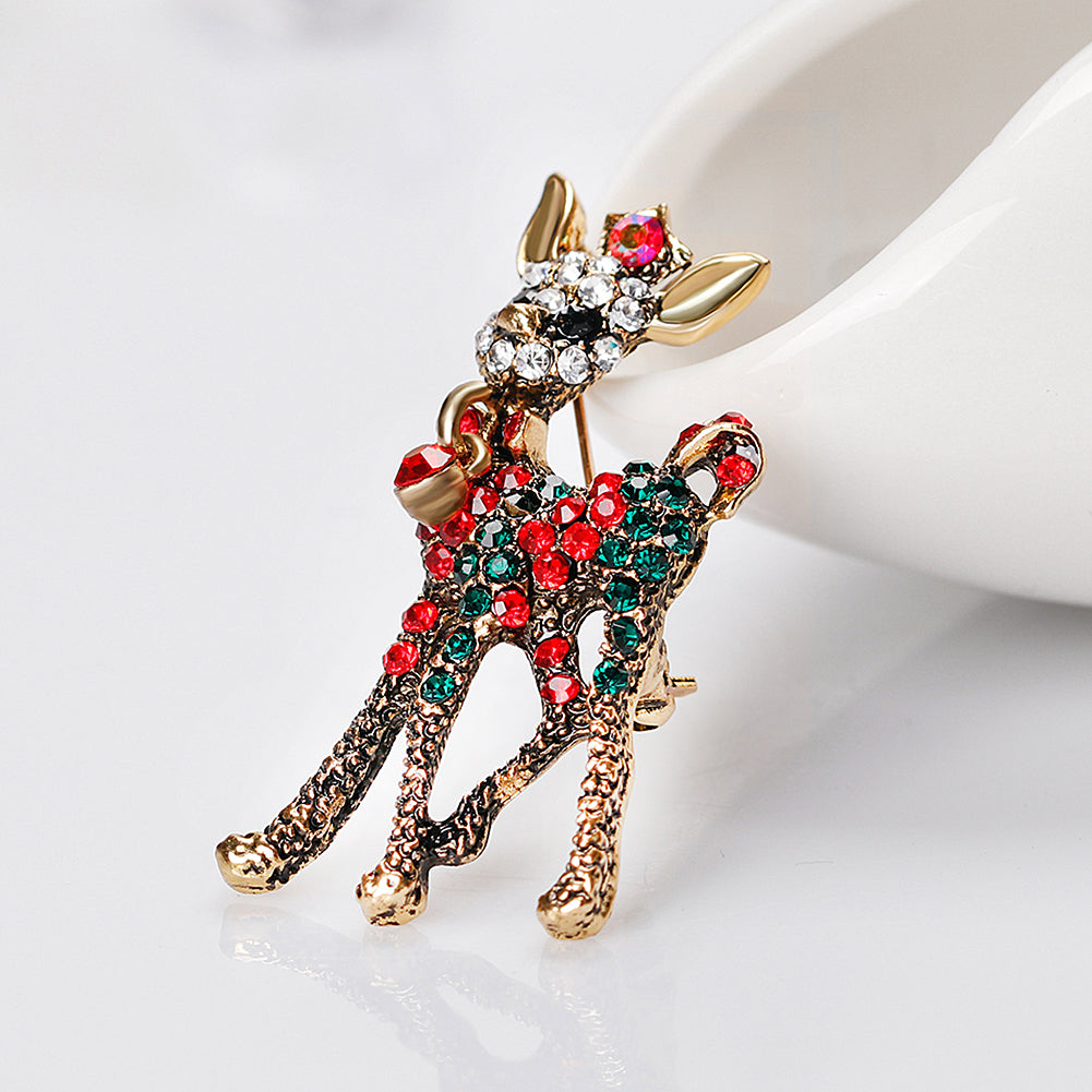 Wedding Bridal Bouquet Brooch Pin Women Silver Golden Tone Xmas Deer Brooch Gift