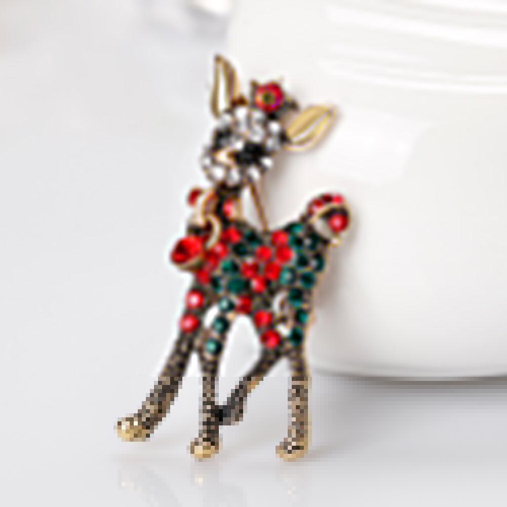 Wedding Bridal Bouquet Brooch Pin Women Silver Golden Tone Xmas Deer Brooch Gift