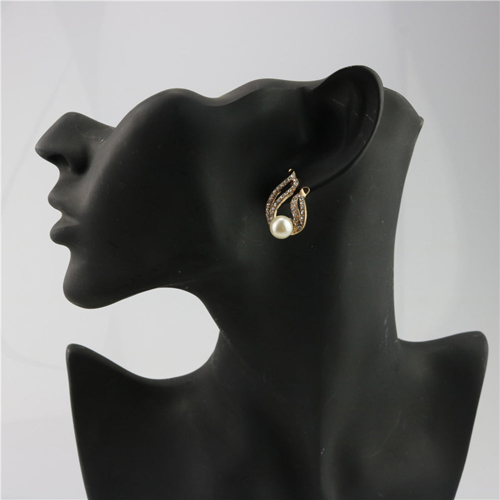 Faux Pearl Water Drop Charm Pendant Earrings Necklace Socialite Lady Jewelry Set