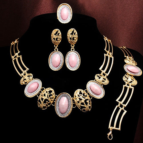 Wedding Bridal Women's Drop Pendant Chain Necklace Bracelet Earrings Ring Set