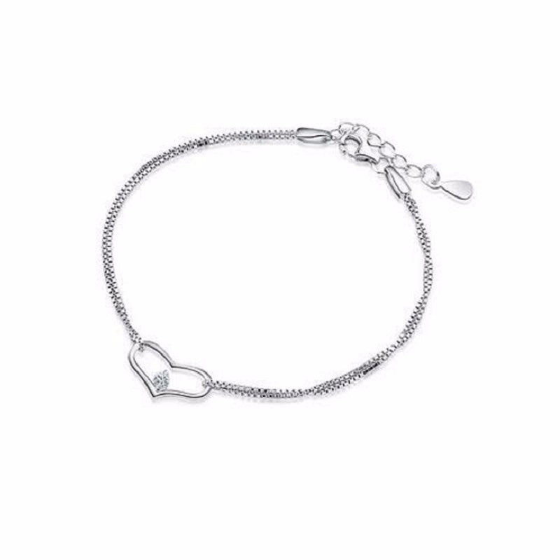 SL06 925 Sterling Silver Zircon Fashion Bracelet Heart-Shaped Decoration Women’s Jewelry
