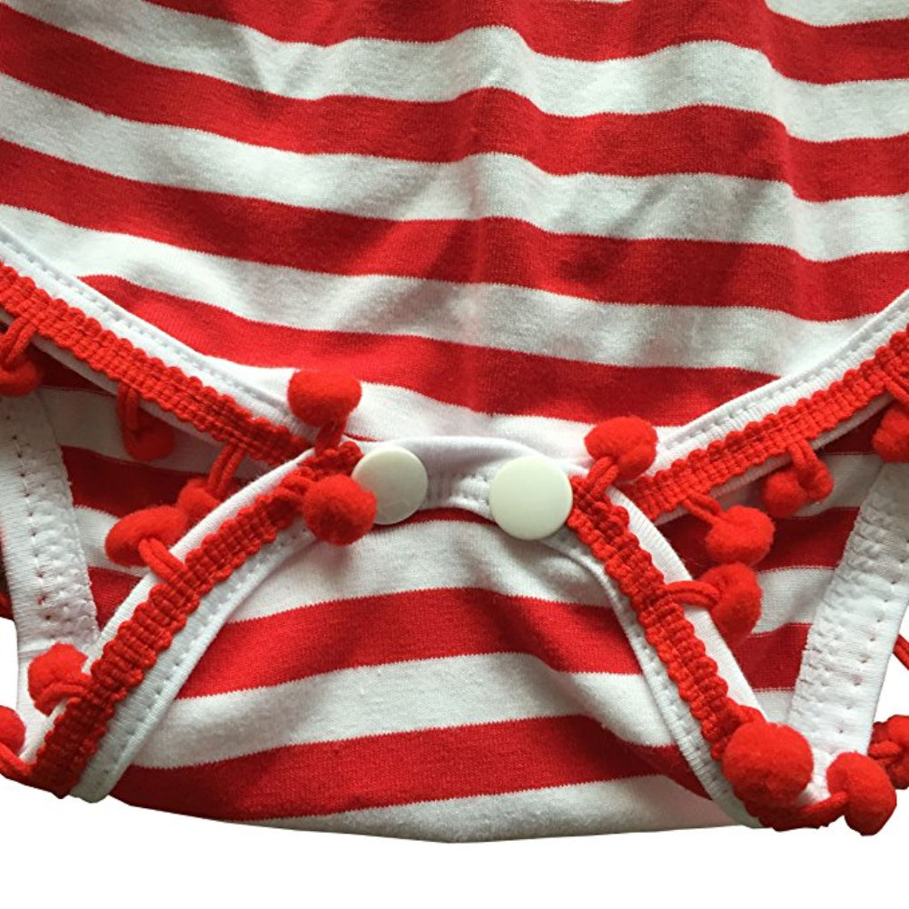 Newborn Baby Girl American Flag Romper 4th of July Bodysuit + Headband Outfit Set