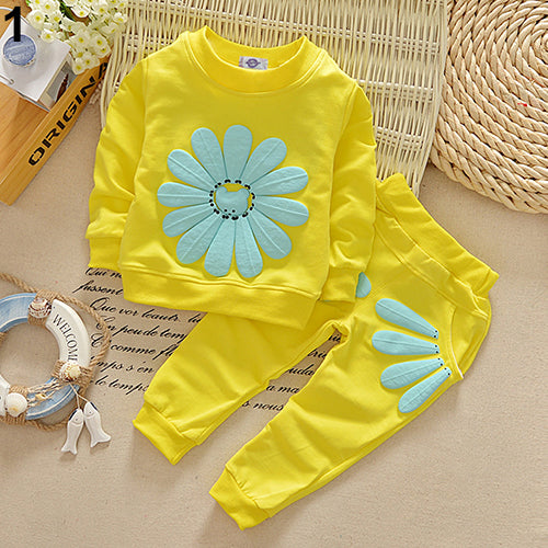 Kids Infant Baby Girl's Sun Flower T-shirt Jumper Top Pants Outfit Clothing Set