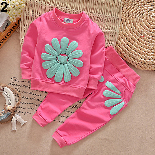 Kids Infant Baby Girl's Sun Flower T-shirt Jumper Top Pants Outfit Clothing Set