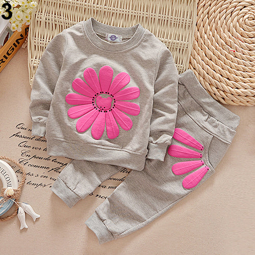 Kids Infant Baby Girl's Sun Flower T-shirt Jumper Top Pants Outfit Clothing Set