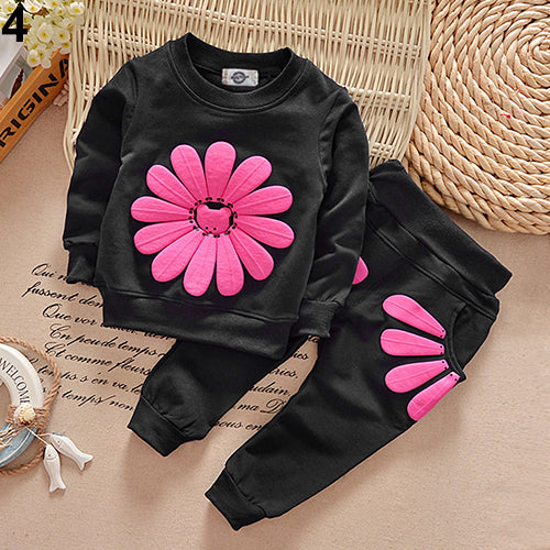 Kids Infant Baby Girl's Sun Flower T-shirt Jumper Top Pants Outfit Clothing Set