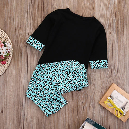 Girl Toddler 3/4 Sleeve Letter Print T-shirt + Long Pants Clothes Set Outfit