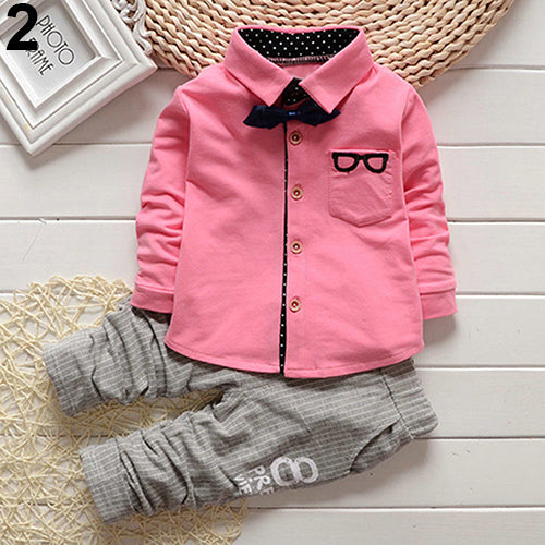 2pcs Toddler Baby Boys Kids Shirt Top + Long Pants Clothes Outfits Gentleman Set