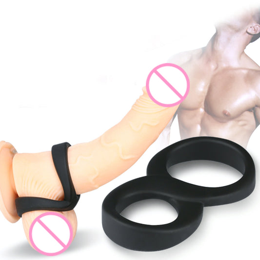 Men's Penis Ring 8-Shape Double Cock Rings Silicone Erection Time Delay Sex Toy