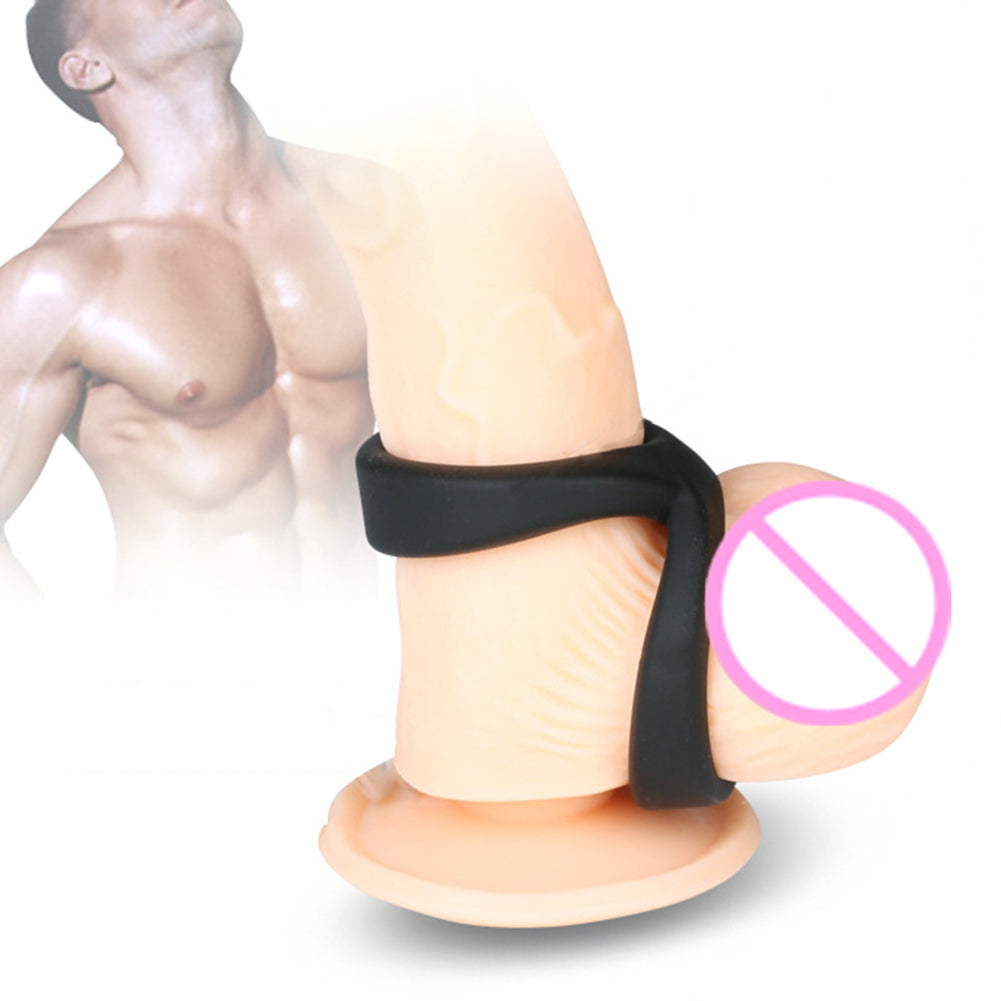 Men's Penis Ring 8-Shape Double Cock Rings Silicone Erection Time Delay Sex Toy