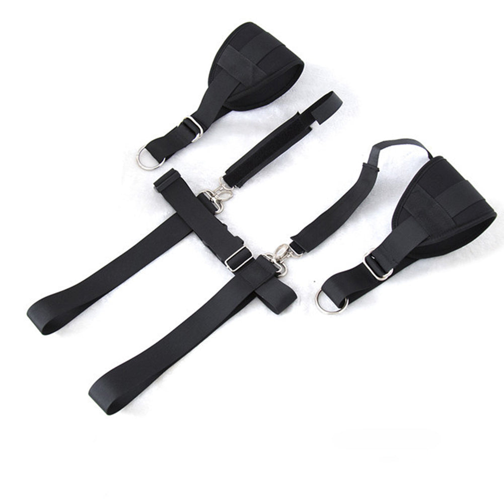 Soft Bondage Restraint Open Leg Thigh Locking Wrist Cuffs Belt Harness Sex Toy