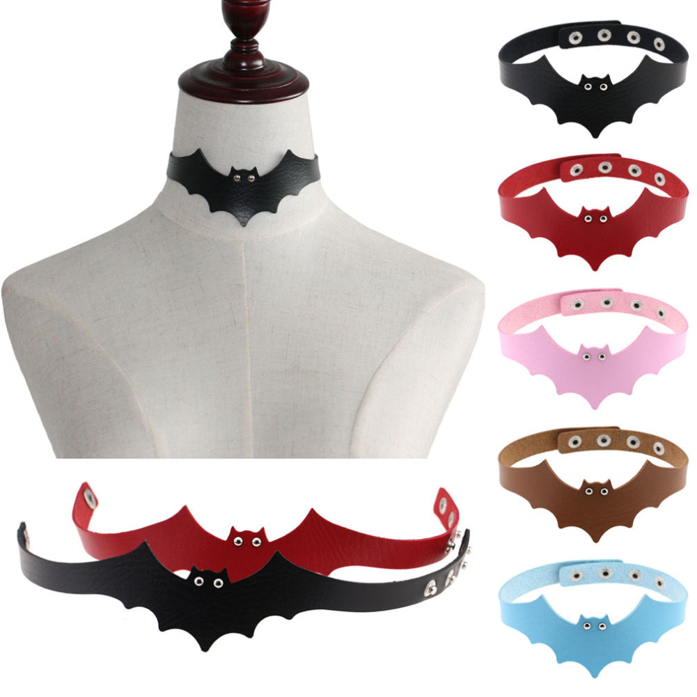 Punk Rock Evil Bat Choker Collar Faux Leather Necklace Gothic Masquerade Jewelry