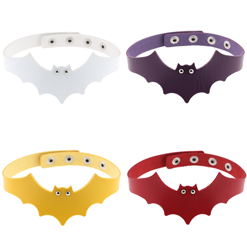 Punk Rock Evil Bat Choker Collar Faux Leather Necklace Gothic Masquerade Jewelry