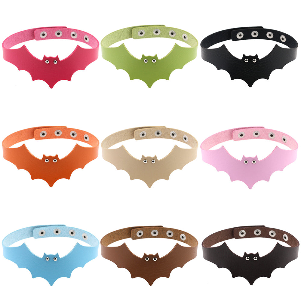 Punk Rock Evil Bat Choker Collar Faux Leather Necklace Gothic Masquerade Jewelry