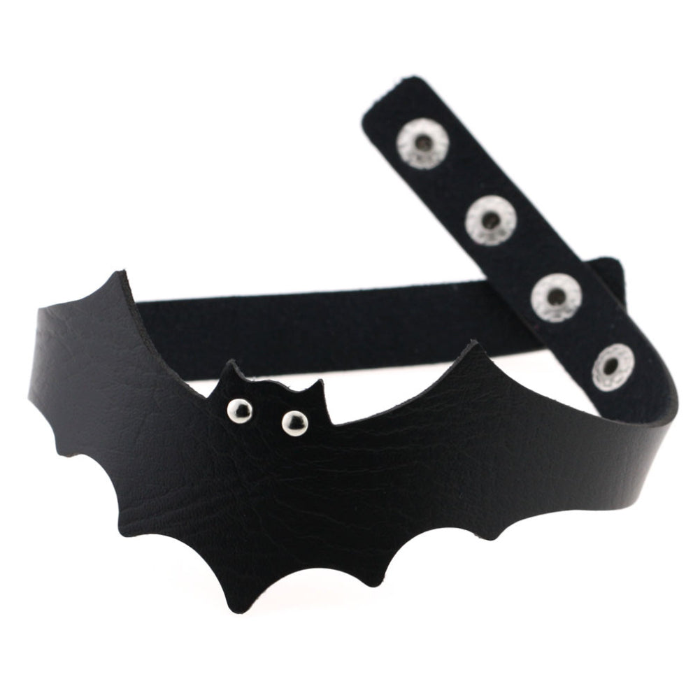 Punk Rock Evil Bat Choker Collar Faux Leather Necklace Gothic Masquerade Jewelry
