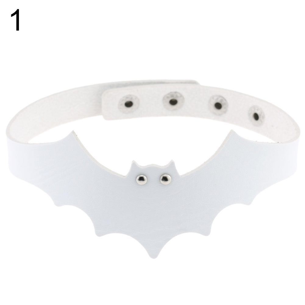 Punk Rock Evil Bat Choker Collar Faux Leather Necklace Gothic Masquerade Jewelry