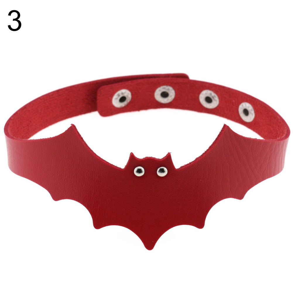 Punk Rock Evil Bat Choker Collar Faux Leather Necklace Gothic Masquerade Jewelry
