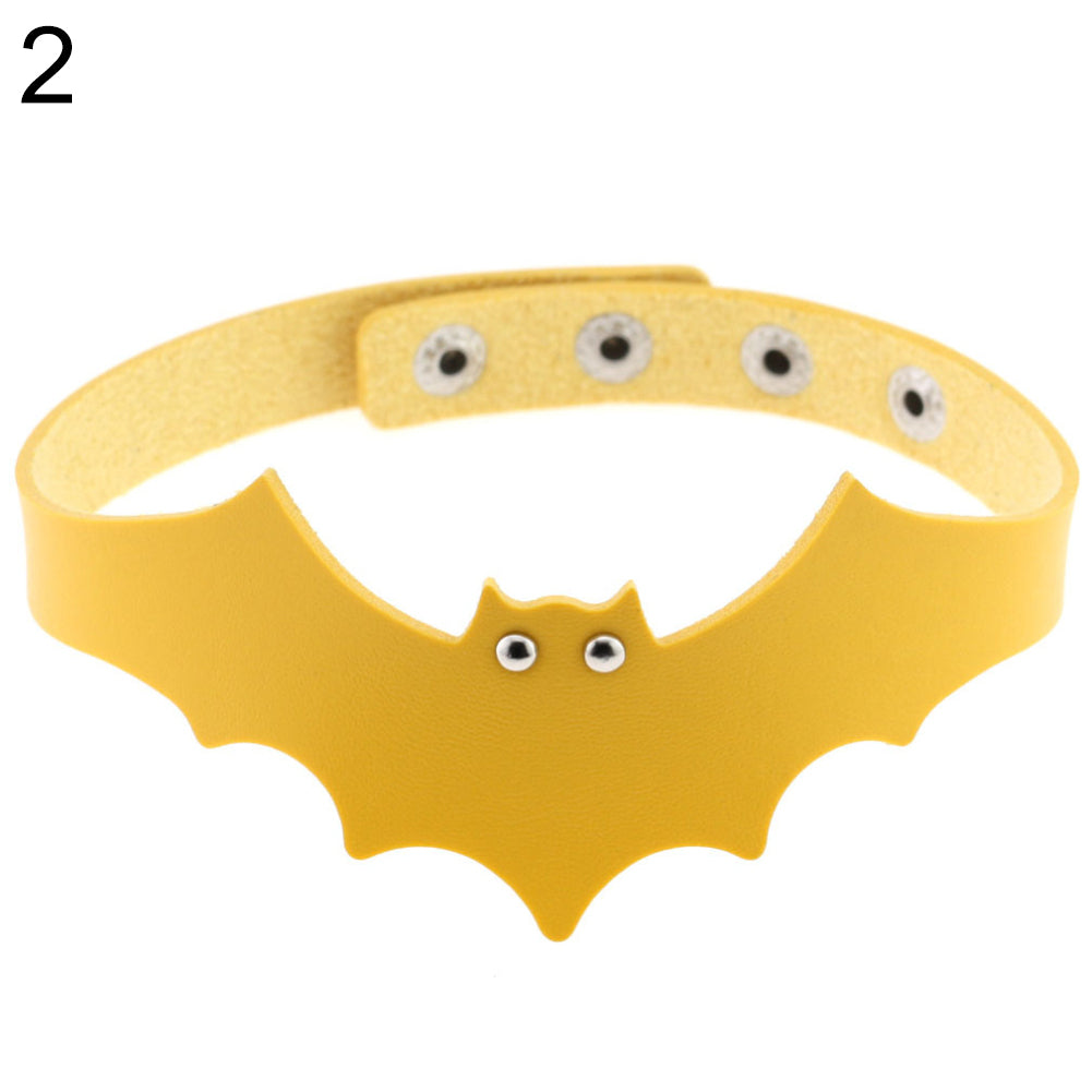 Punk Rock Evil Bat Choker Collar Faux Leather Necklace Gothic Masquerade Jewelry