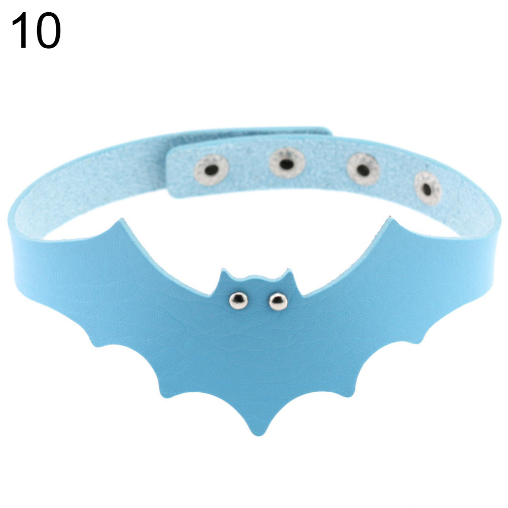 Punk Rock Evil Bat Choker Collar Faux Leather Necklace Gothic Masquerade Jewelry