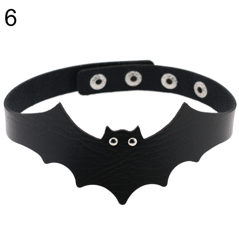 Punk Rock Evil Bat Choker Collar Faux Leather Necklace Gothic Masquerade Jewelry