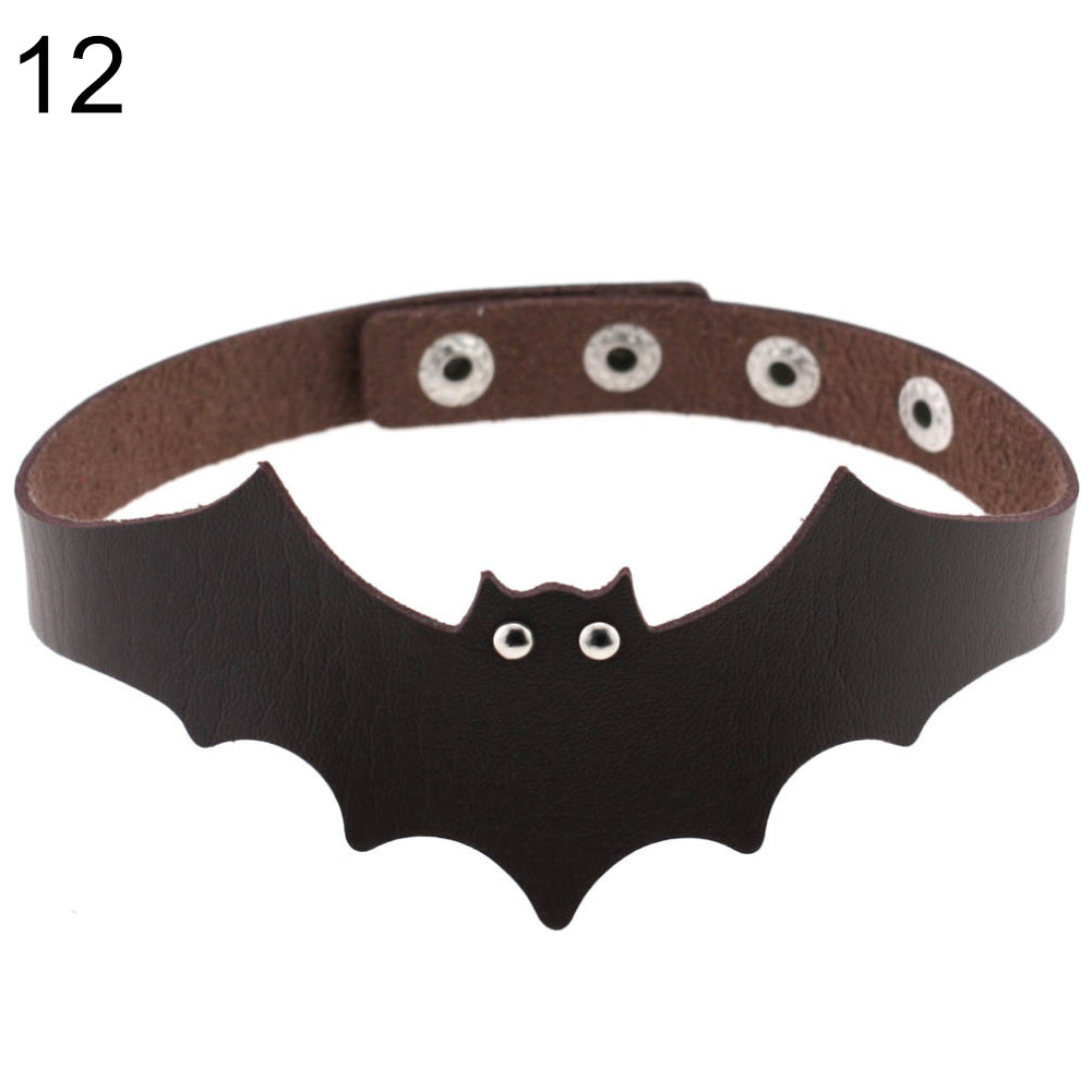 Punk Rock Evil Bat Choker Collar Faux Leather Necklace Gothic Masquerade Jewelry
