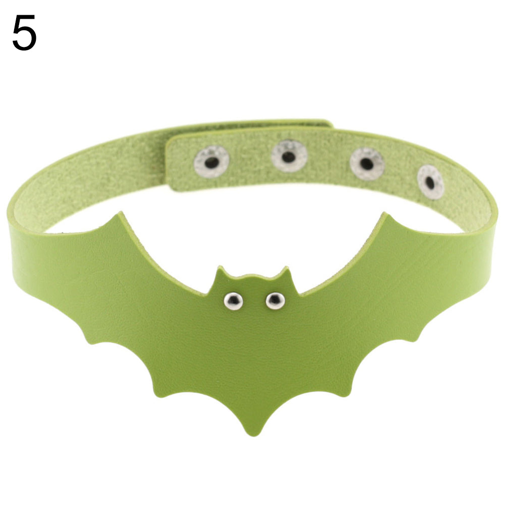 Punk Rock Evil Bat Choker Collar Faux Leather Necklace Gothic Masquerade Jewelry