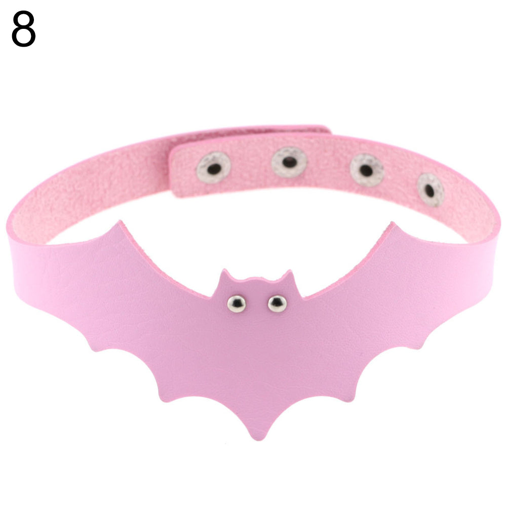Punk Rock Evil Bat Choker Collar Faux Leather Necklace Gothic Masquerade Jewelry