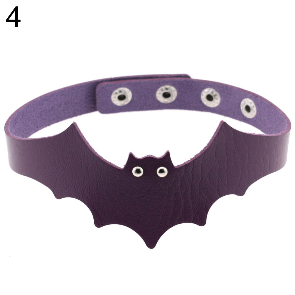 Punk Rock Evil Bat Choker Collar Faux Leather Necklace Gothic Masquerade Jewelry