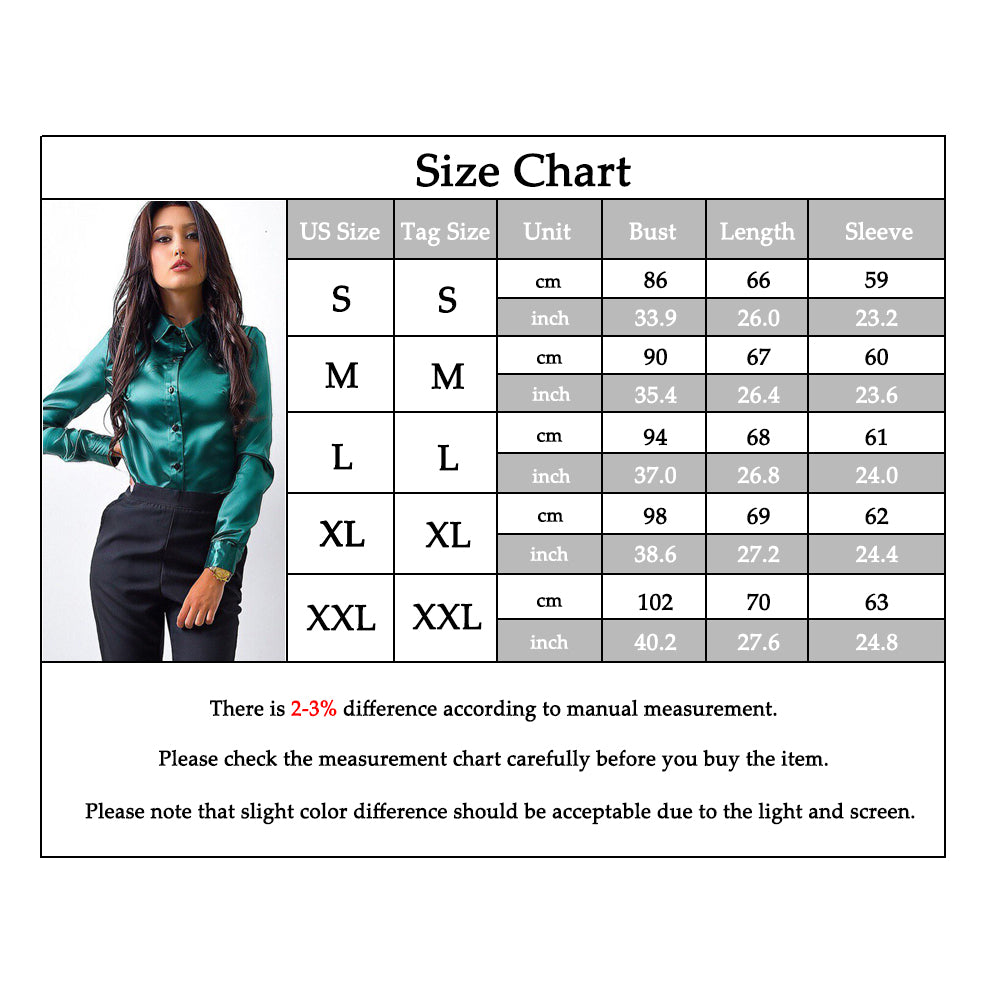 2017 Women Elegant Office Work style satin blouse Turn-down Collar Long Sleeve button high quality Silk Shirts Tops