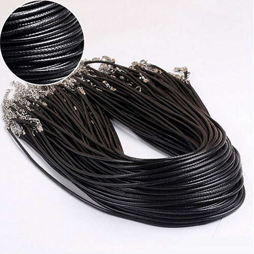 10 Pcs Fashion Black Faux Leather Cord Choker Adjustable Braided Necklace Chain