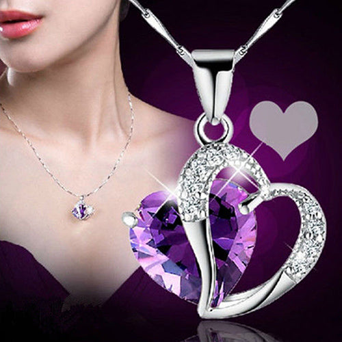 Women Fashion Heart Teardrop Rhinestone Pendant Necklace Jewelry Charm Gift
