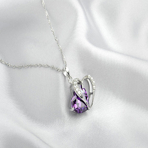 Women Fashion Heart Teardrop Rhinestone Pendant Necklace Jewelry Charm Gift