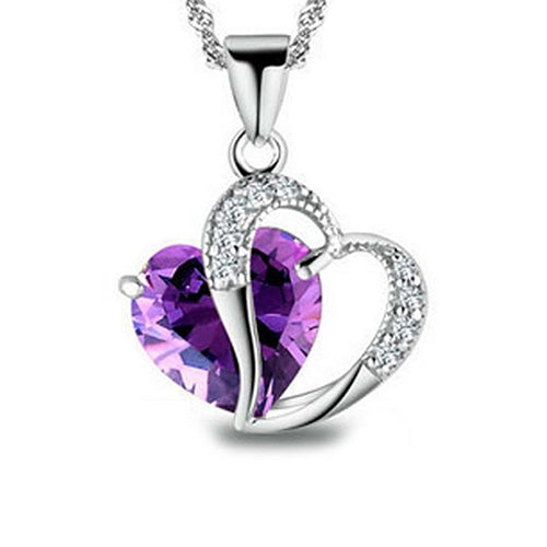 Women Fashion Heart Teardrop Rhinestone Pendant Necklace Jewelry Charm Gift