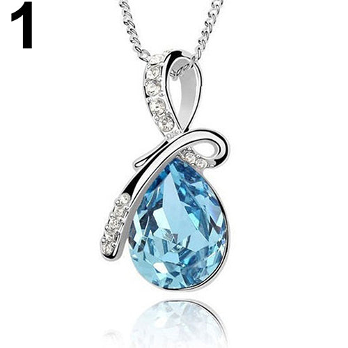 Women Fashion Heart Teardrop Rhinestone Pendant Necklace Jewelry Charm Gift