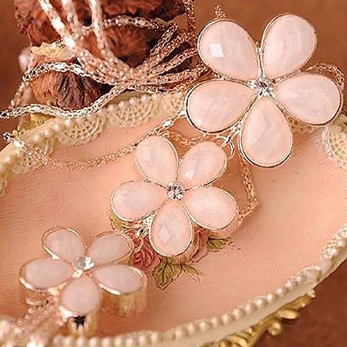 Women Vintage Rhinestone Flower Pendant Long Chain Statement Bib Necklace