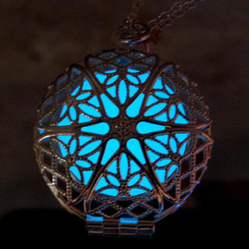 Stylish Luminous Openable Hollow Round Locket Pendant Necklace Jewelry Charm
