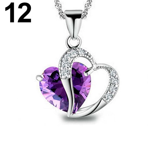 Women Fashion Heart Teardrop Rhinestone Pendant Necklace Jewelry Charm Gift