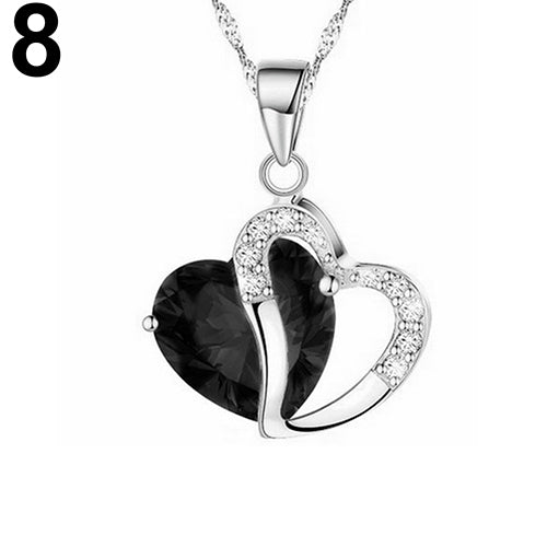 Women Fashion Heart Teardrop Rhinestone Pendant Necklace Jewelry Charm Gift