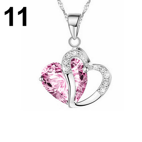Women Fashion Heart Teardrop Rhinestone Pendant Necklace Jewelry Charm Gift