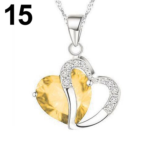 Women Fashion Heart Teardrop Rhinestone Pendant Necklace Jewelry Charm Gift