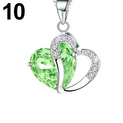 Women Fashion Heart Teardrop Rhinestone Pendant Necklace Jewelry Charm Gift