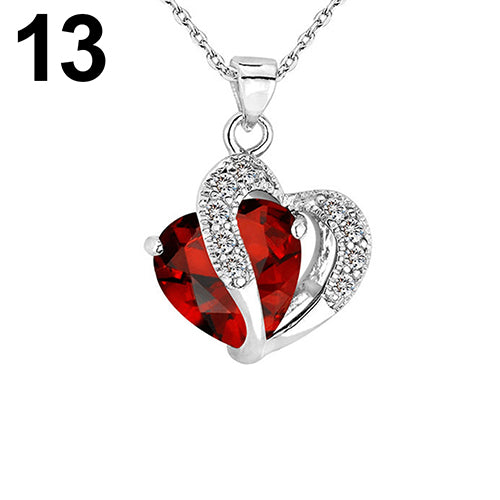 Women Fashion Heart Teardrop Rhinestone Pendant Necklace Jewelry Charm Gift